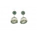 Earrings Enamel Jhumki Dangle Sterling Silver 925 Green Beads Traditional C1